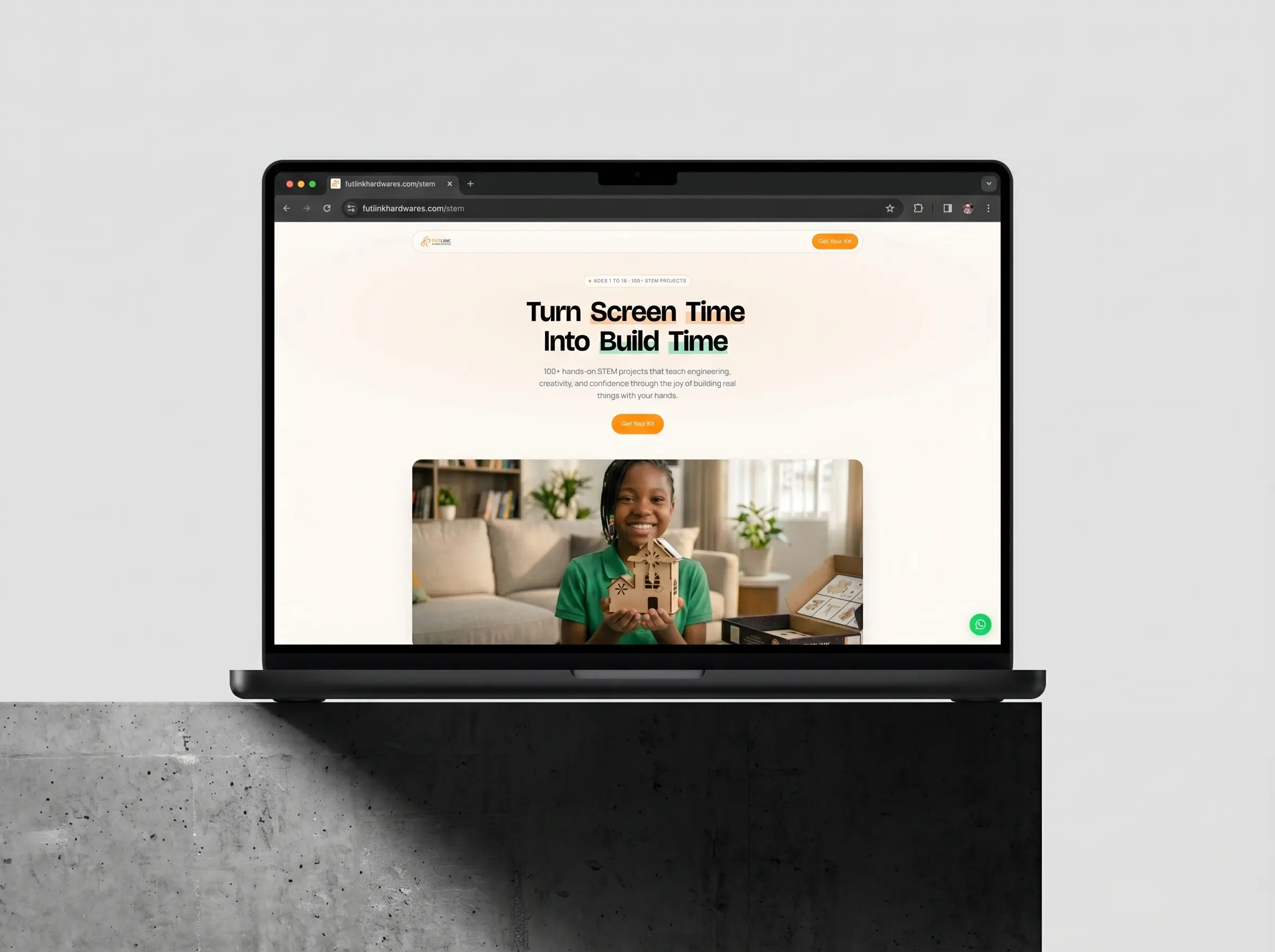 Screenshot of Futlink STEM Kits e-commerce site